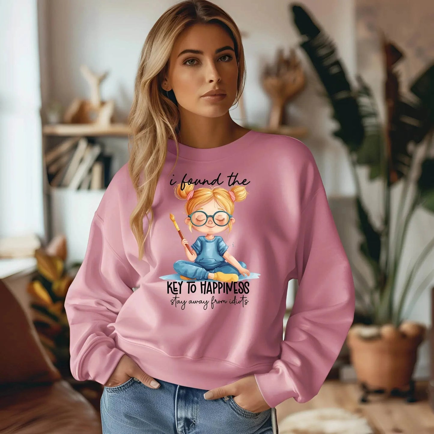 I Found the Key to Happiness Stay Away from the Idiots Sweatshirt – Funny Graphic Pullover