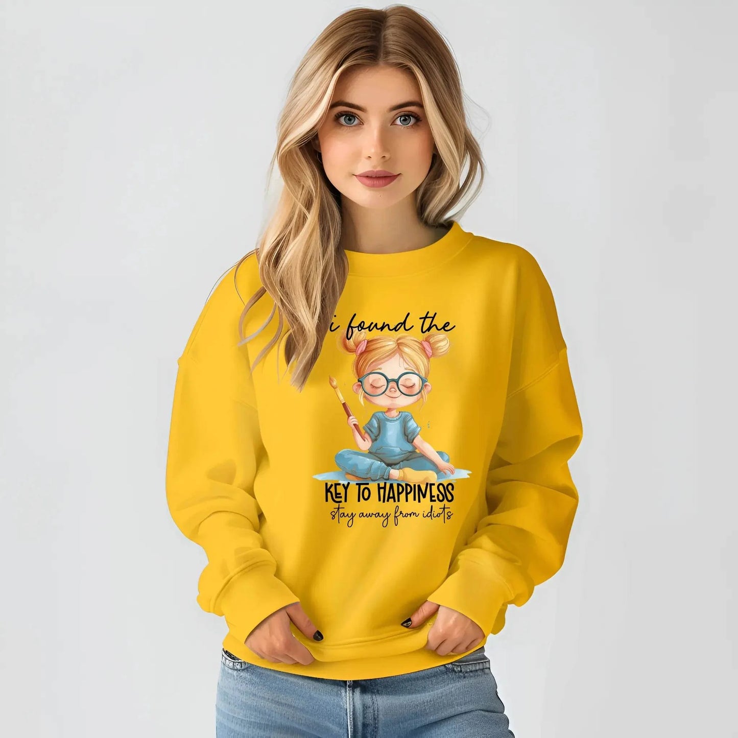 I Found the Key to Happiness Stay Away from the Idiots Sweatshirt – Funny Graphic Pullover