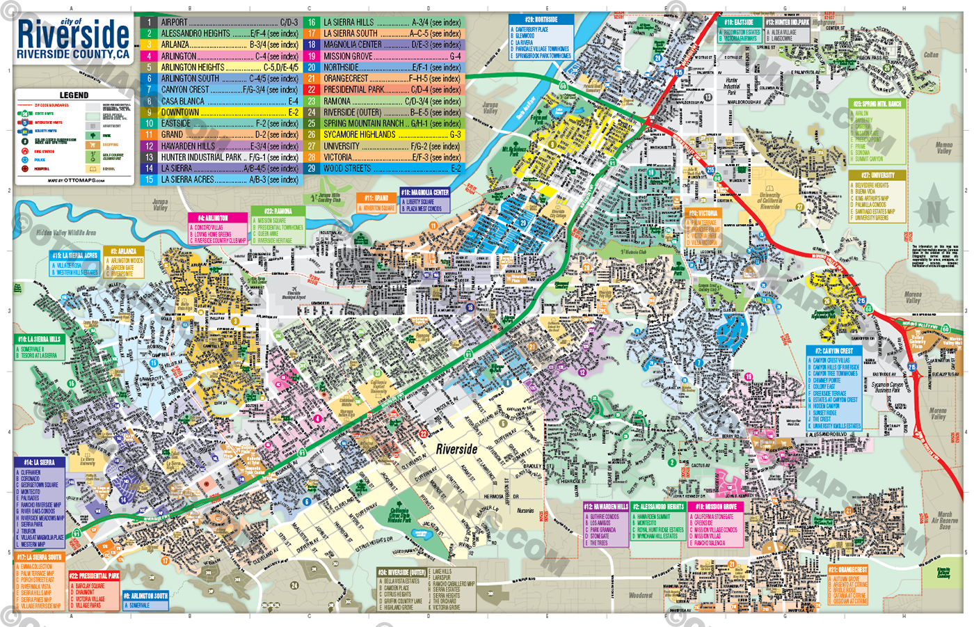 Riverside City Map, CA - POSTER PRINTS