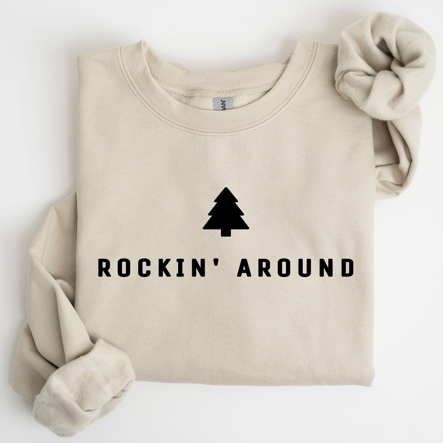 Rockin Around, Minimalist, Christmas, Winter, Santa, Xmas Sweatshirt