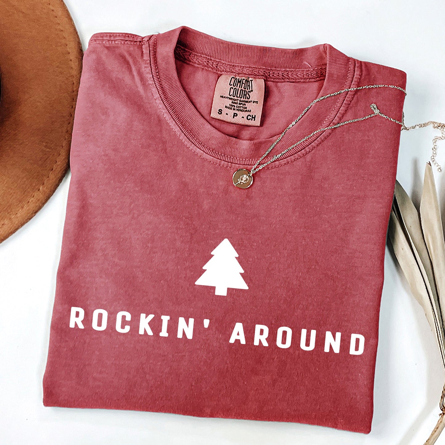 Rockin Around, Minimalist, Christmas, Winter, Santa, Xmas Tshirt Comfort Colors T-Shirt