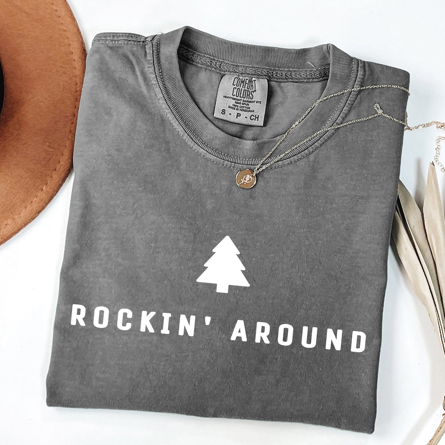 Rockin Around, Minimalist, Christmas, Winter, Santa, Xmas Tshirt Comfort Colors T-Shirt