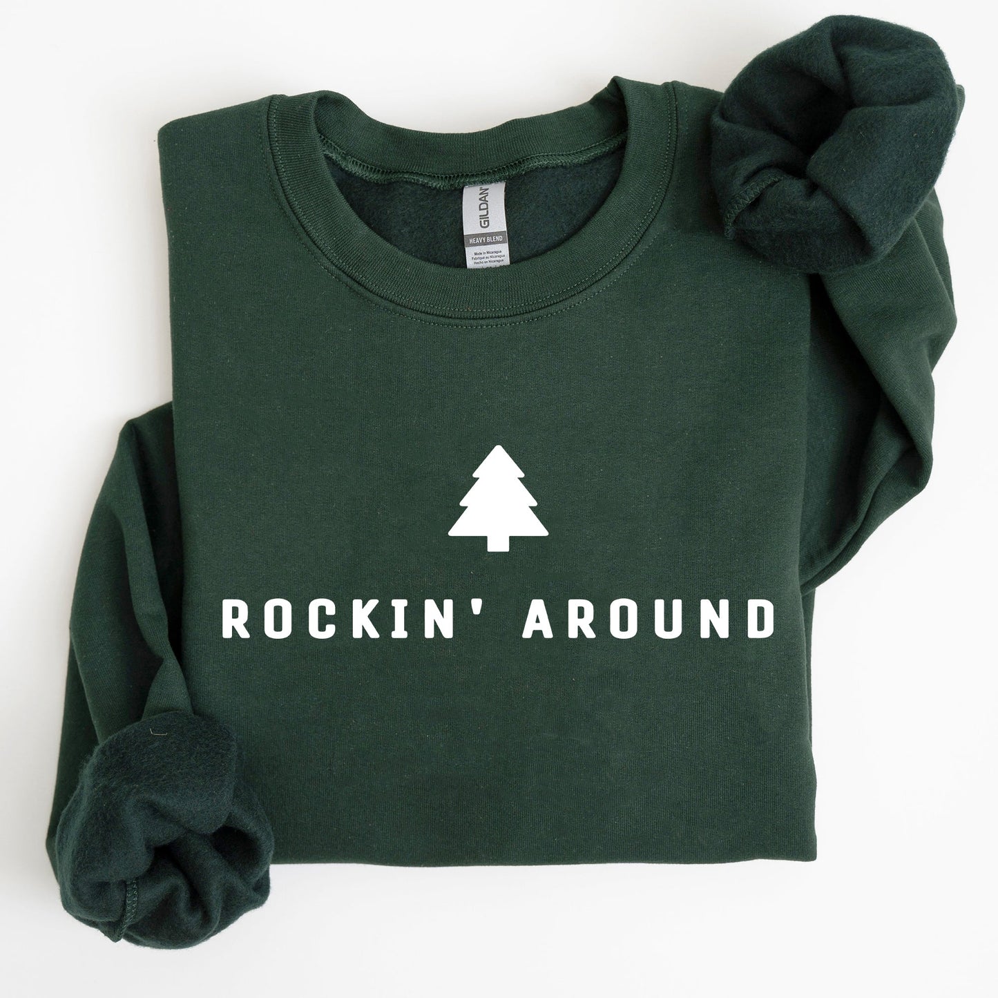 Rockin Around, Minimalist, Christmas, Winter, Santa, Xmas Sweatshirt