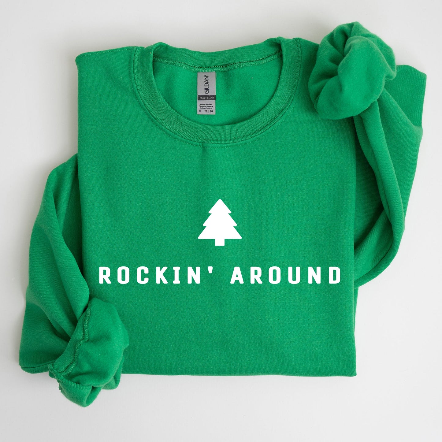 Rockin Around, Minimalist, Christmas, Winter, Santa, Xmas Sweatshirt