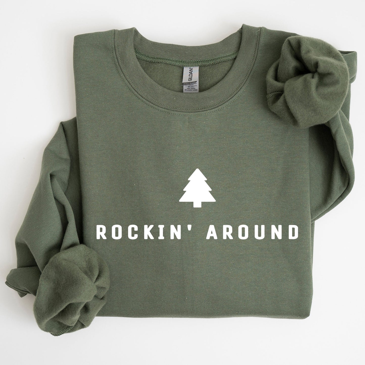 Rockin Around, Minimalist, Christmas, Winter, Santa, Xmas Sweatshirt