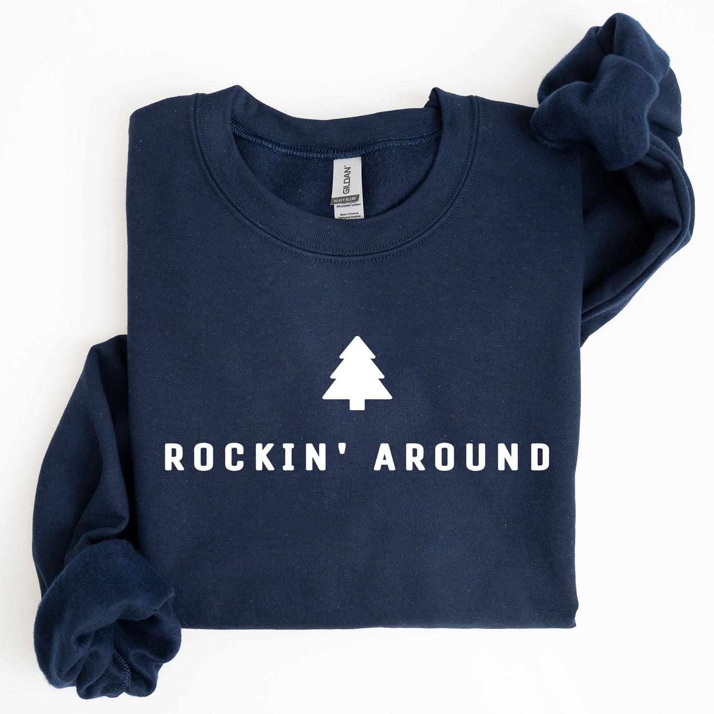 Rockin Around, Minimalist, Christmas, Winter, Santa, Xmas Sweatshirt