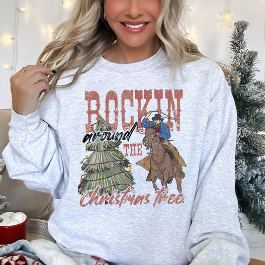 Rocking Around The Christmas Tree, Big Western, Country, Cowboy, Cowgirl Sweatshirt