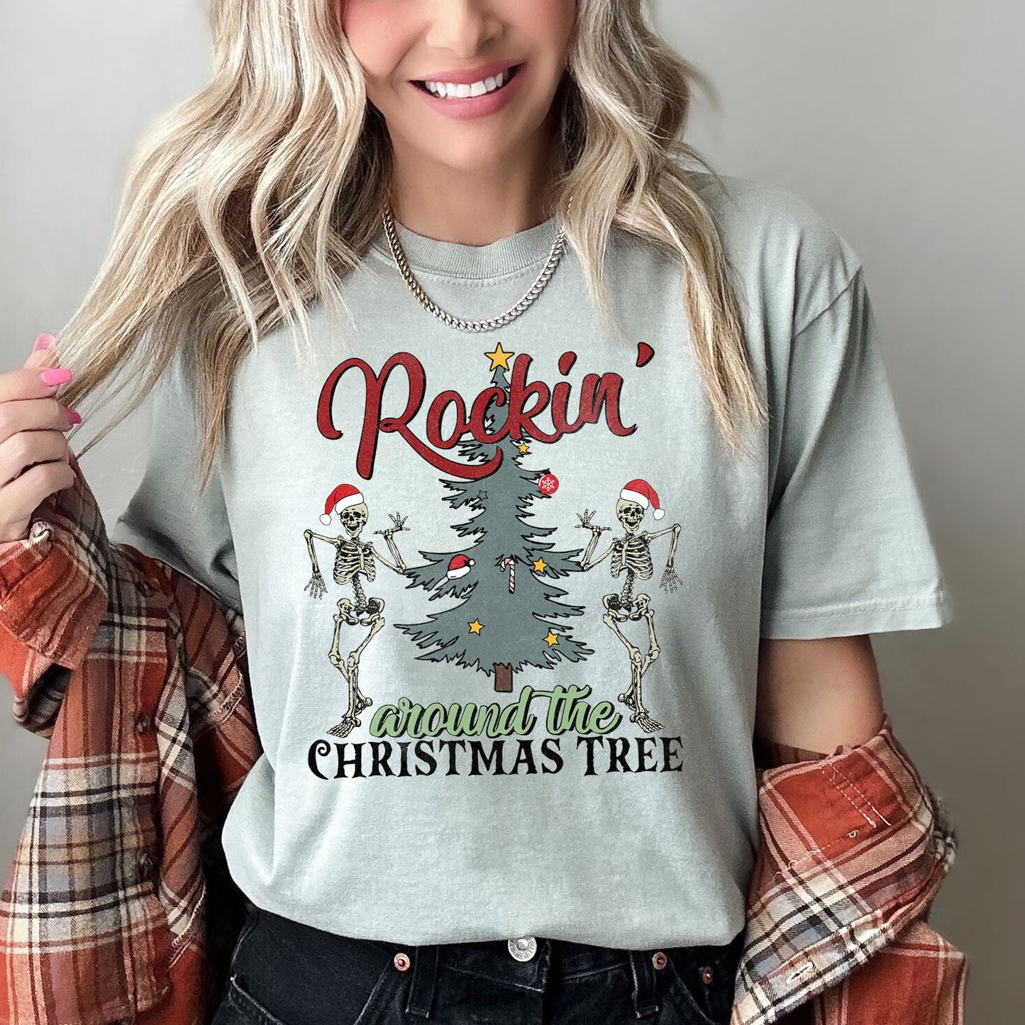 Rocking Around The Christmas Tree, Dancing Skeletons, Comfort Colors Tshirt
