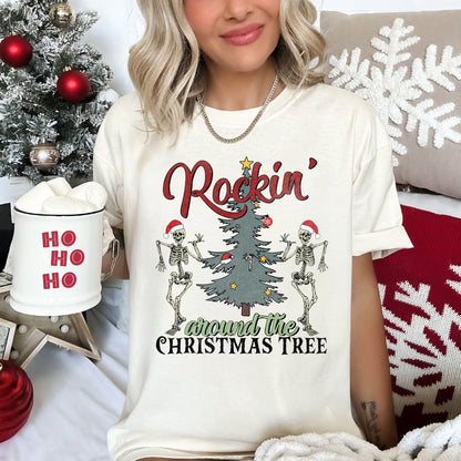 Rocking Around The Christmas Tree, Dancing Skeletons, Comfort Colors Tshirt