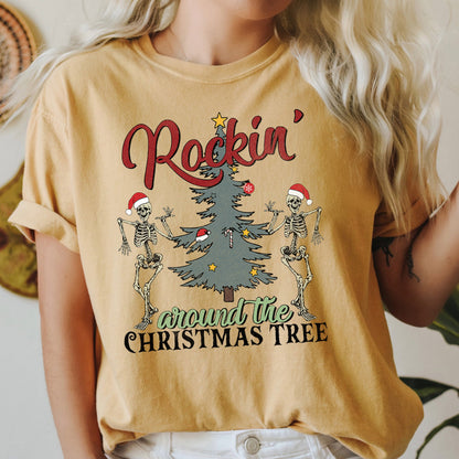 Rocking Around The Christmas Tree, Dancing Skeletons, Comfort Colors Tshirt