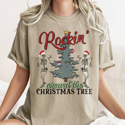 Rocking Around The Christmas Tree, Dancing Skeletons, Comfort Colors Tshirt
