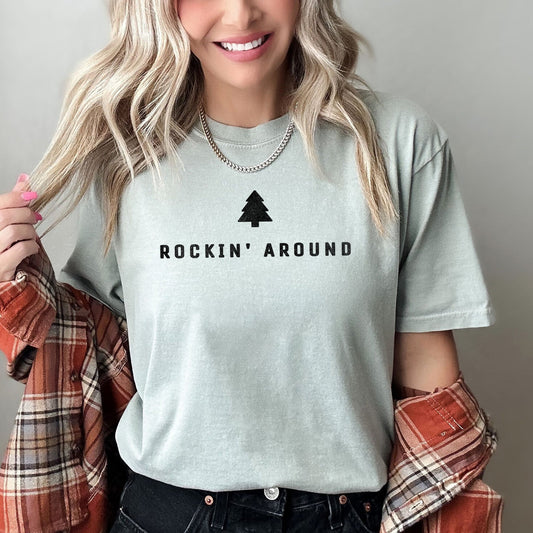 Rocking Around The Christmas Tree, Minimal, Retro, Rock And Roll , Comfort Colors Tshirt