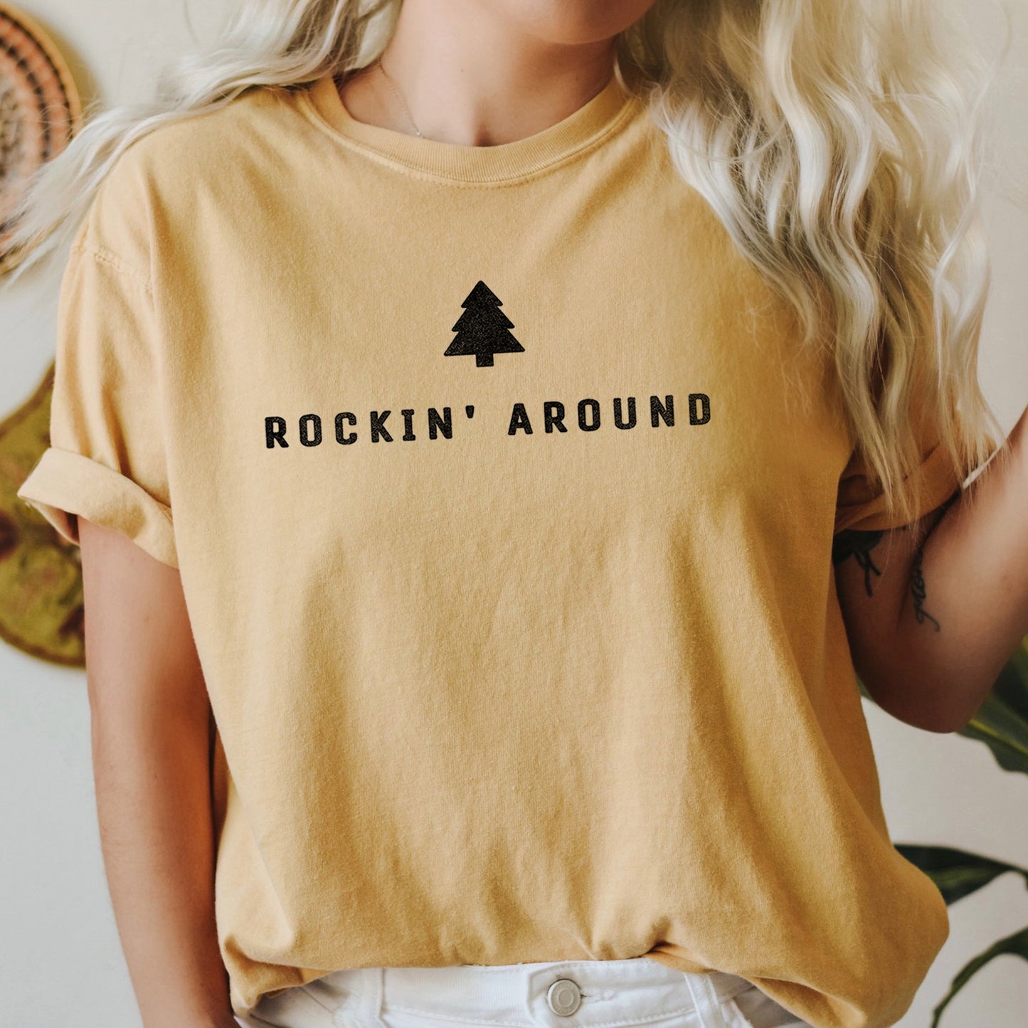 Rocking Around The Christmas Tree, Minimal, Retro, Rock And Roll , Comfort Colors Tshirt