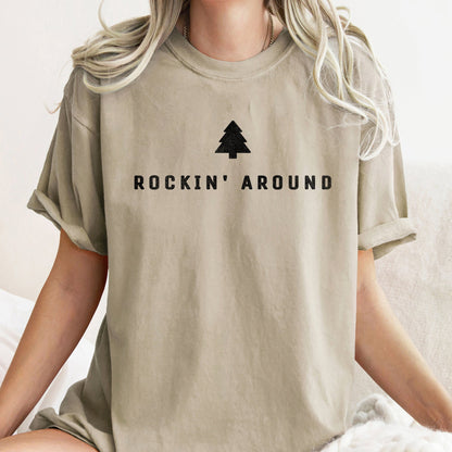 Rocking Around The Christmas Tree, Minimal, Retro, Rock And Roll , Comfort Colors Tshirt