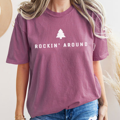 Rocking Around The Christmas Tree, Minimal, Retro, Rock And Roll , Comfort Colors Tshirt