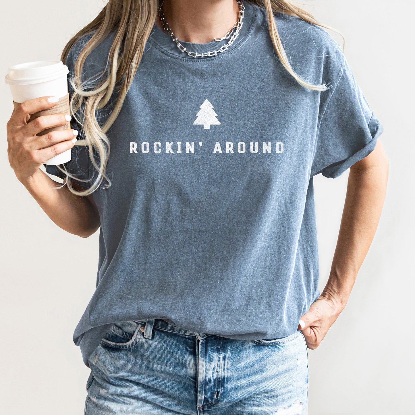 Rocking Around The Christmas Tree, Minimal, Retro, Rock And Roll , Comfort Colors Tshirt