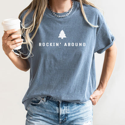 Rocking Around The Christmas Tree, Minimal, Retro, Rock And Roll , Comfort Colors Tshirt