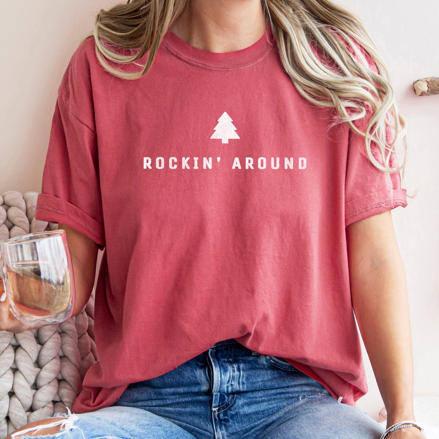 Rocking Around The Christmas Tree, Minimal, Retro, Rock And Roll , Comfort Colors Tshirt