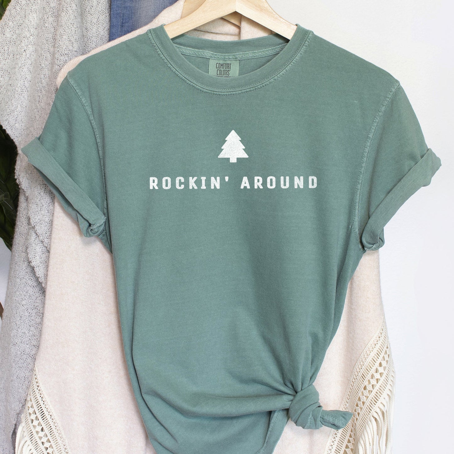 Rocking Around The Christmas Tree, Minimal, Retro, Rock And Roll , Comfort Colors Tshirt