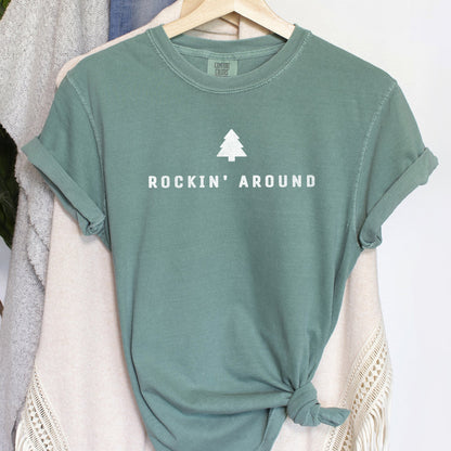 Rocking Around The Christmas Tree, Minimal, Retro, Rock And Roll , Comfort Colors Tshirt