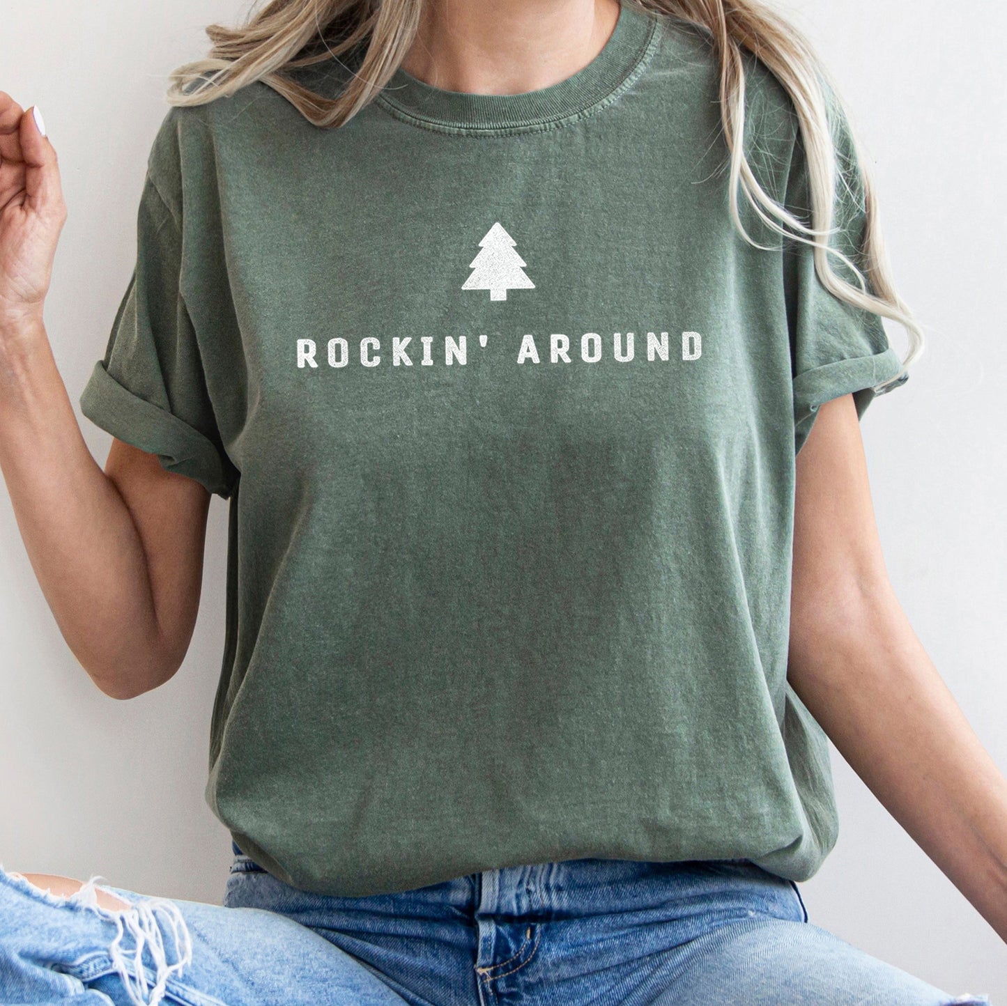 Rocking Around The Christmas Tree, Minimal, Retro, Rock And Roll , Comfort Colors Tshirt