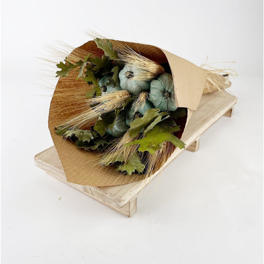 Farmhouse Aqua Pumpkin Harvest Bouquet – Rustic Fall Autumn Décor Arrangement