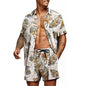Floral Hawaiian  two piece men beach shorts set