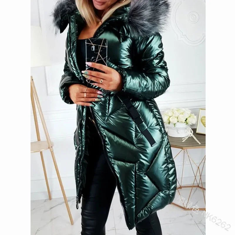Stylish Women’s Mid-Length Parka with Fur Collar