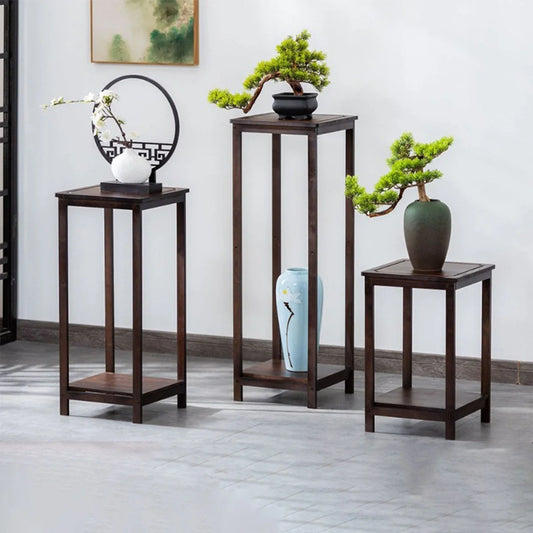 2-Tier Bamboo Plant Stand - Indoor/Outdoor Multi-Plant Holder