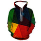 Men's Color Block Stitching Hooded Sweatshirt Geometric Print Spring And Autumn Loose Casual Polyester Fabric Top
