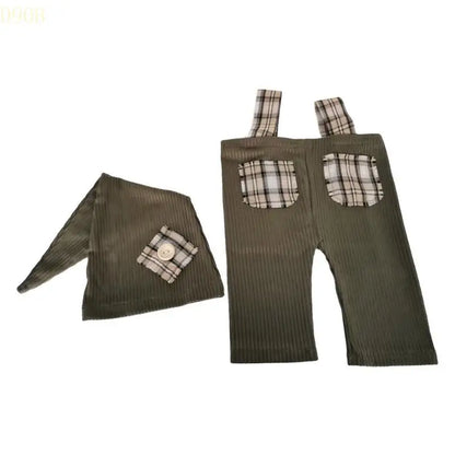 090B Baby Hat Overalls Outfit Newborns Photo Clothes Fashion Photography Props for Infant Photo Costume Clothing