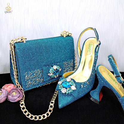 Elegant Set Pointed Toe Shoes And Bag Set