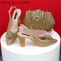 Italian Shoe and Bag Set With Decorated with Rhinestone