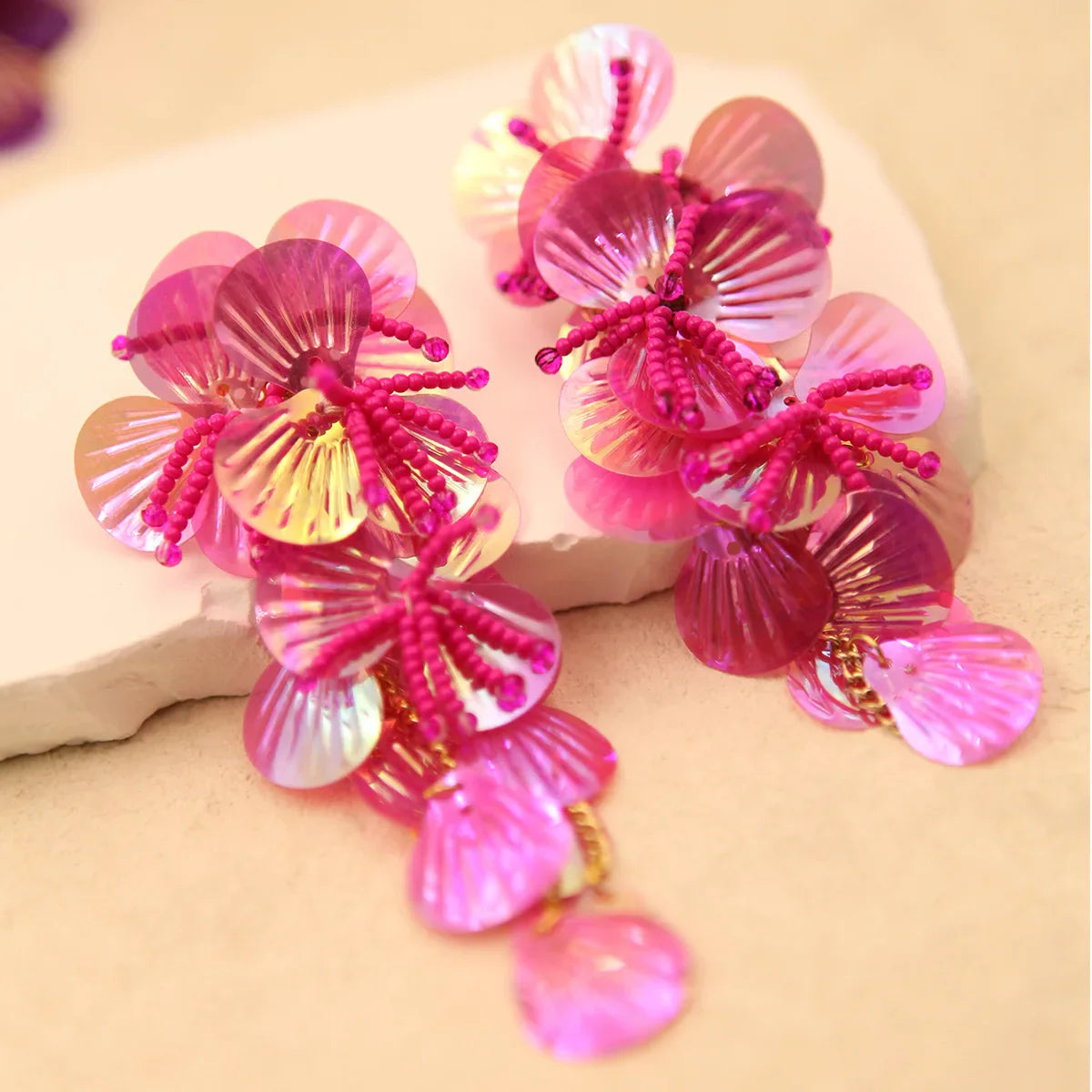 Colorful Shiny Large Shell Earrings