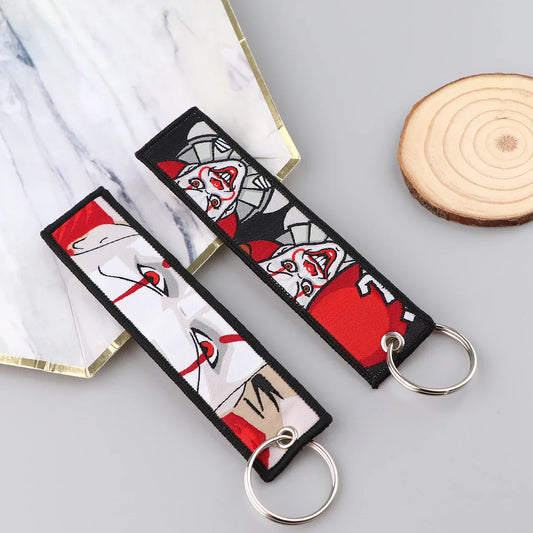 Horror Movie Embroidered Cool Car Keychain for Men Keyring Christmas Key Tag Women Man Fashion Accessories Jewelry Gifts