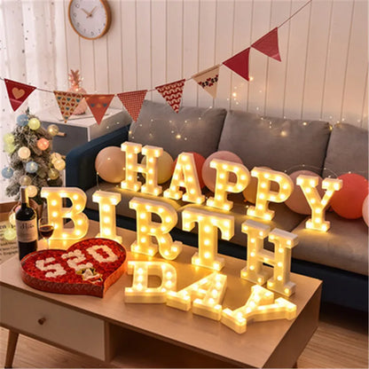 Decorative Letters Alphabet Letter LED Lights Luminous Number Lamp Night Light Wedding Proposal Party Baby Bedroom Decoration