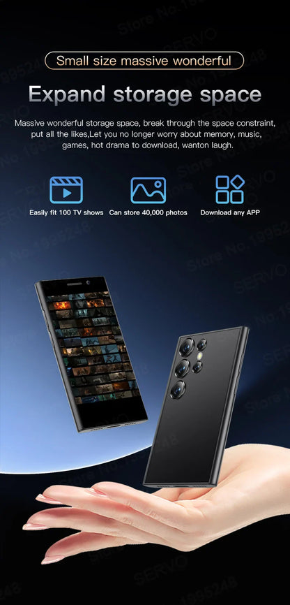 SERVO S24 Mini Pocket Smartphone 2GB 16GB 4G Netcom Android Native System MT6737 WIFI Hotspot Small Palm Smart Phones New Update