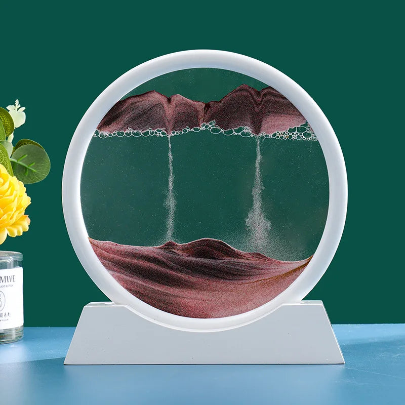 3D Moving Sand Art Picture Round Glass Deep Sea Sandscape Hourglass Quicksand Craft Flowing Painting Office Home Decor Gift