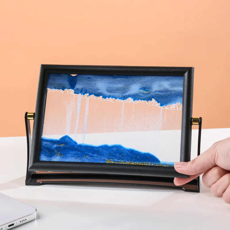 Rotatable Moving Sand Art Picture Square Glass Hourglass 3D Sandscape in Motion Quicksand Hourglass Creativity Home Decor Gifts