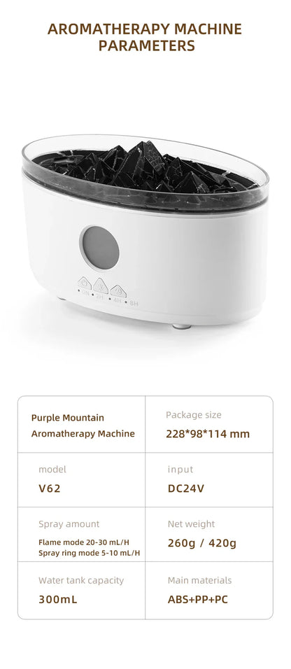 Volcano Aromatherapy Diffuser | Flame & Jellyfish Mist | 300ml