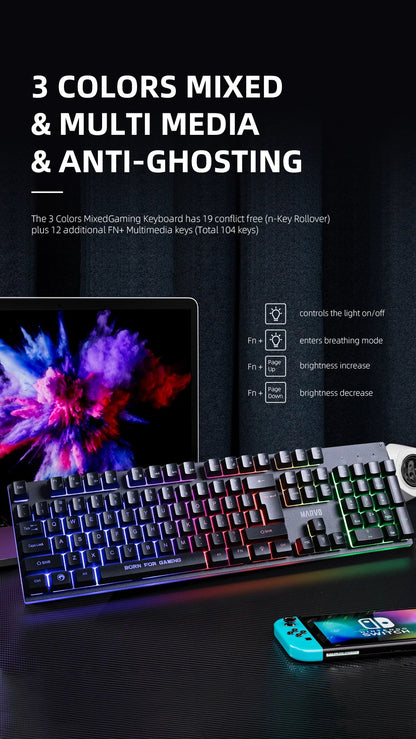 Gaming Keyboard And Mouse It Contains Keyboard+Mouse+Headphone And Mouse Pad Set, RGB,Game Wired Keyboard And Mouse Sets