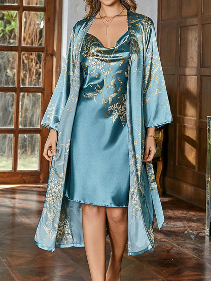 The Soft Life Set – Satin Robe & Nightgown Duo by KUSHIE