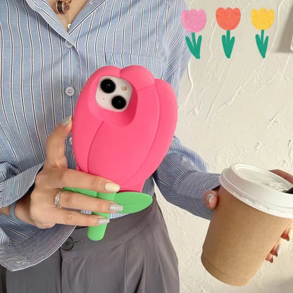 3D Cute Tulips Flower Soft Silicone Phone Case