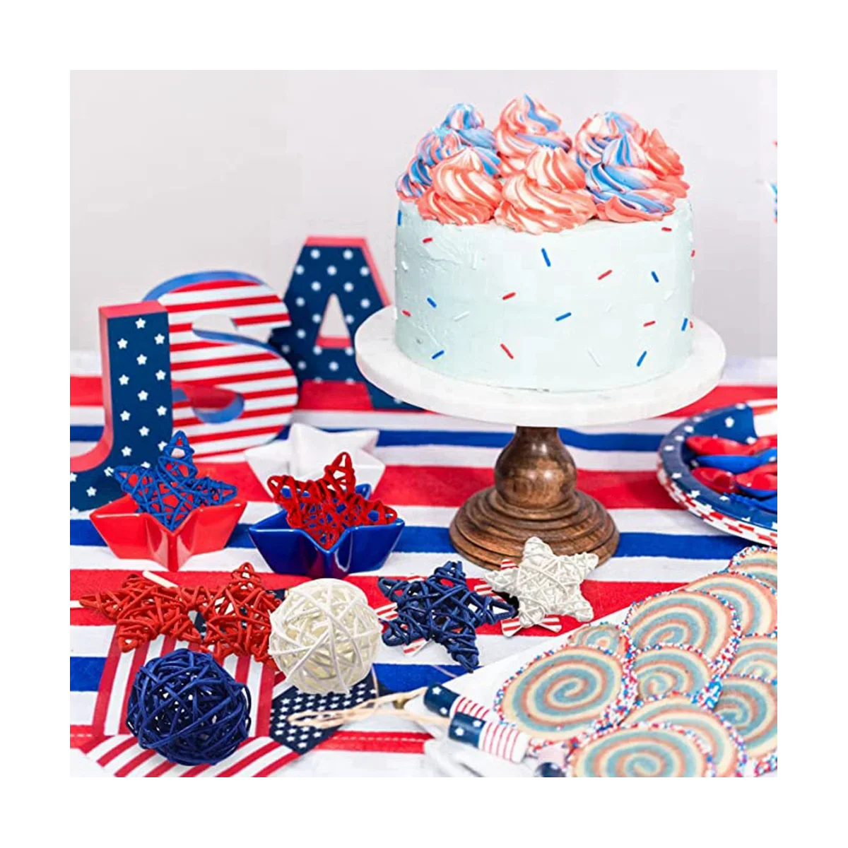 Rattan Ornament Star Rattan Ball Ornament Natural Wicker Rattan Independence Day Home Decor Vase Filler,