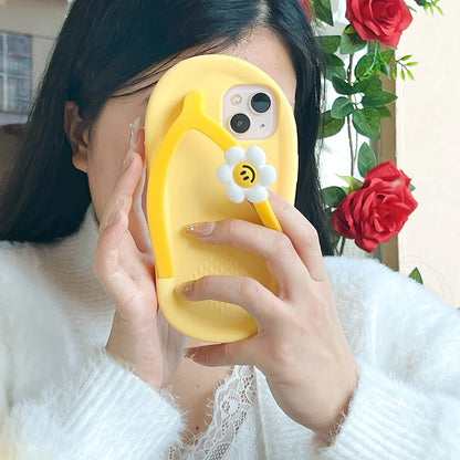 Funny 3D Flower Flip-flops Soft Silicone Phone Case