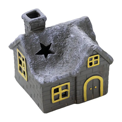 Christmas House Incense Burner - Ceramic Aroma Cone Burner with Chimney Design and Ash Catcher for Table Décor