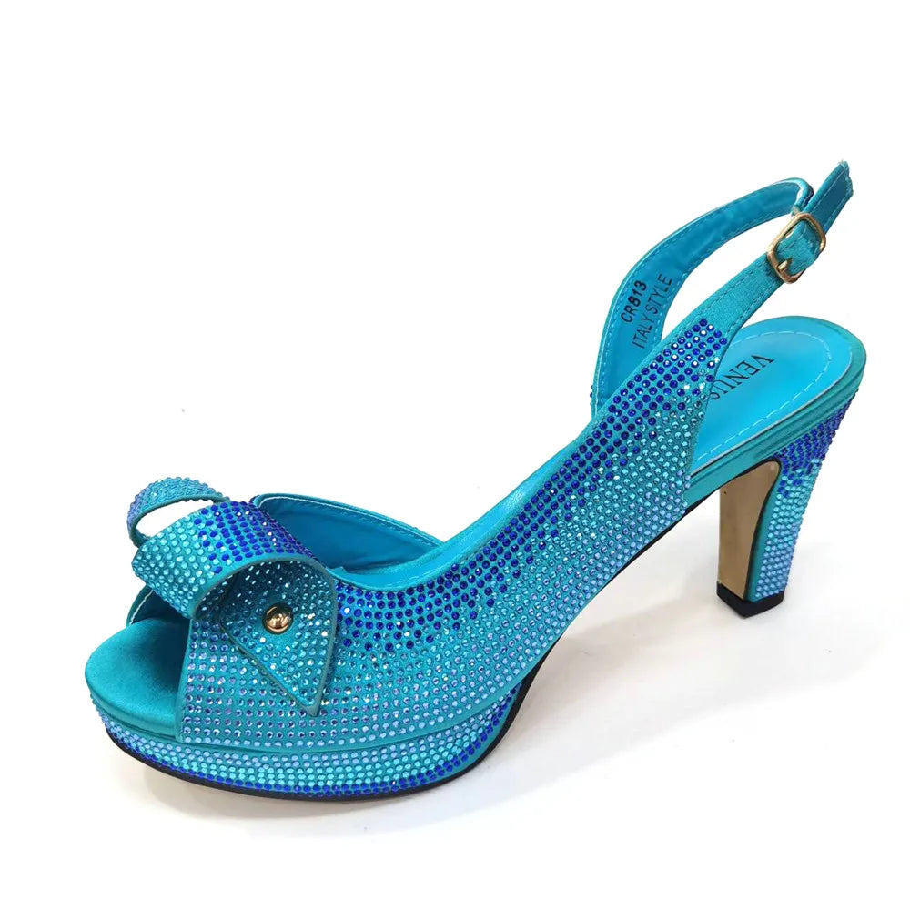Italian Design Diamond-Encrusted Bag And High-Heeled Shoes Set