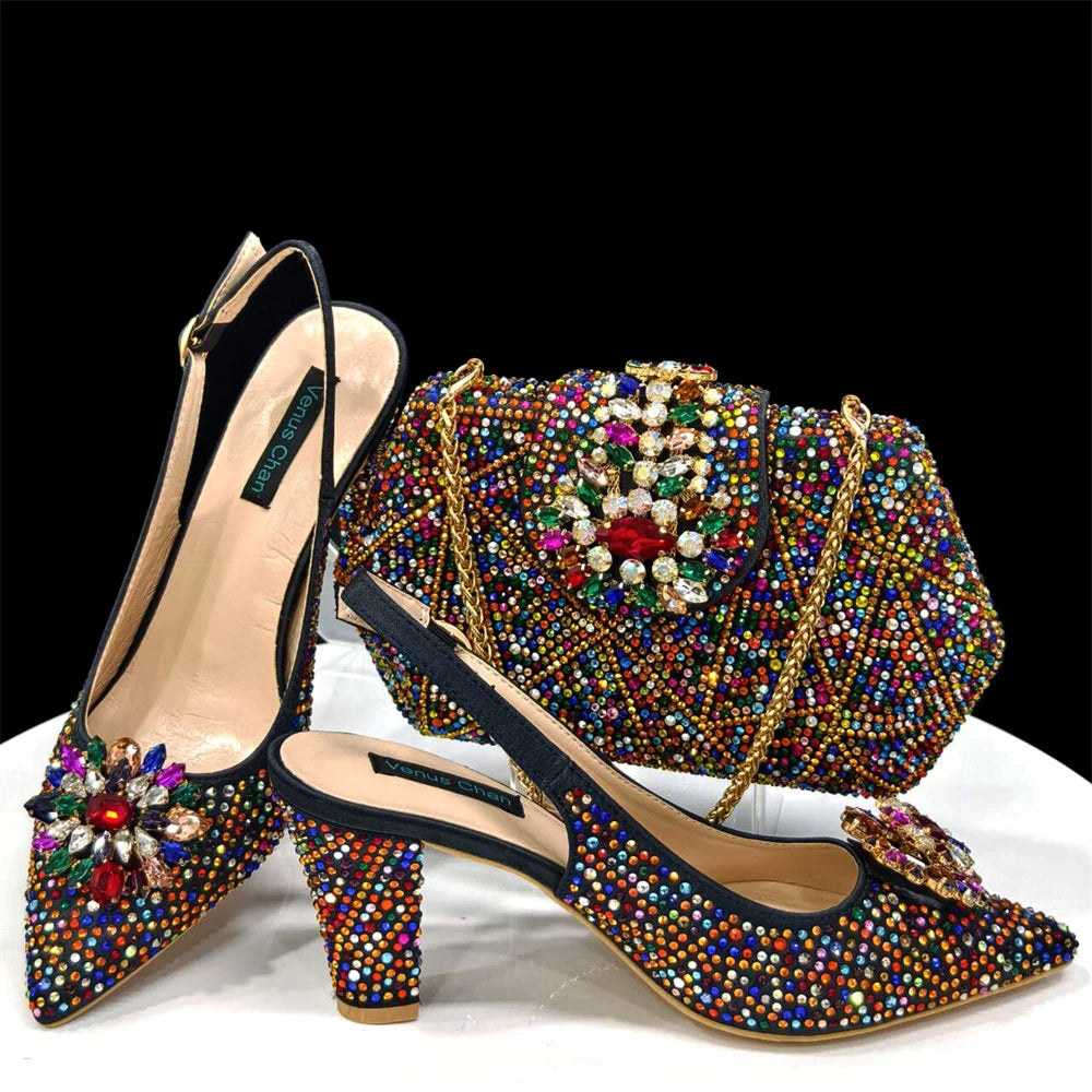 Lastest Italian Style Ladies Shoes with Matching Bag Set HDF1-38