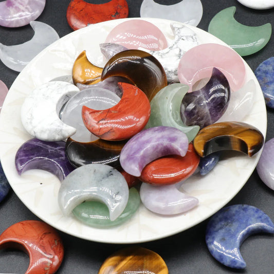 1pc Natural Stone Rose Quartz Amethyst Moon Carving Aura Healing Mineral Gem Home Decoration Ornament Gift