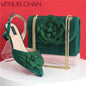 Elegant Lady Shoes And Bag Set with Rhinestone Pearls-knot